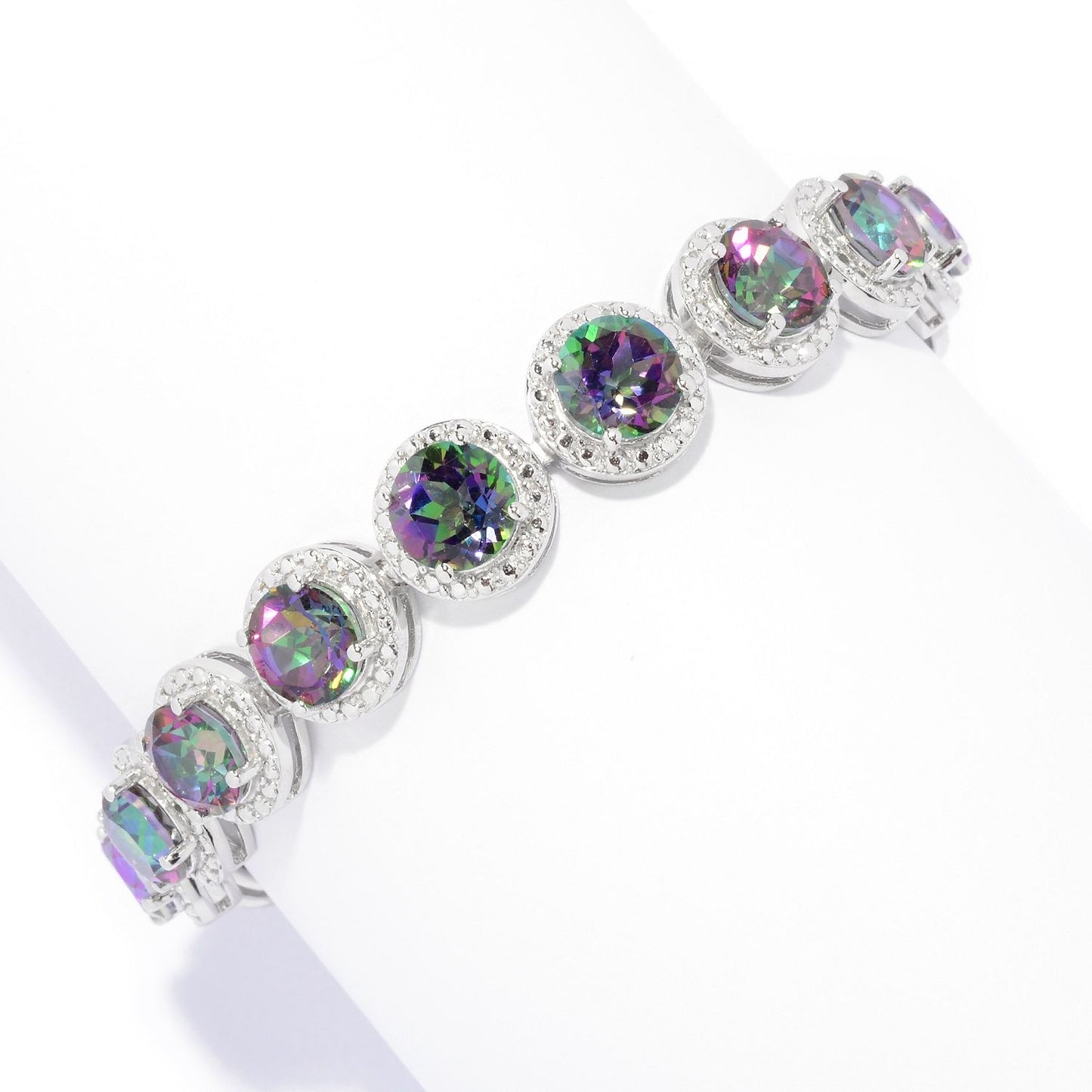 Pinctore 925 Sterling Silver Mystic Topaz Bracelet