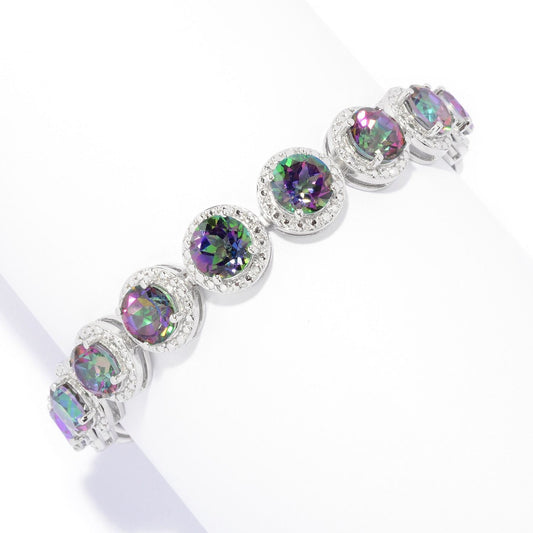 Pinctore 925 Sterling Silver Mystic Topaz Bracelet