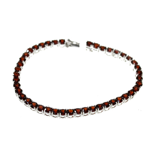 Pinctore 925 Sterling Silver Red Garnet Bracelet