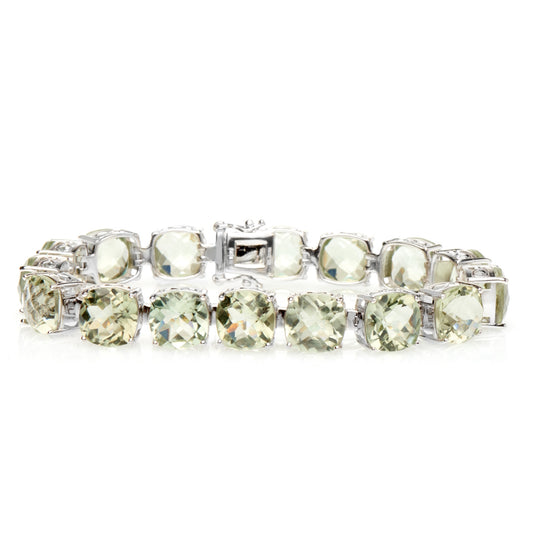 925 Sterling Silver Green Amethyst Bracelet - Pinctore