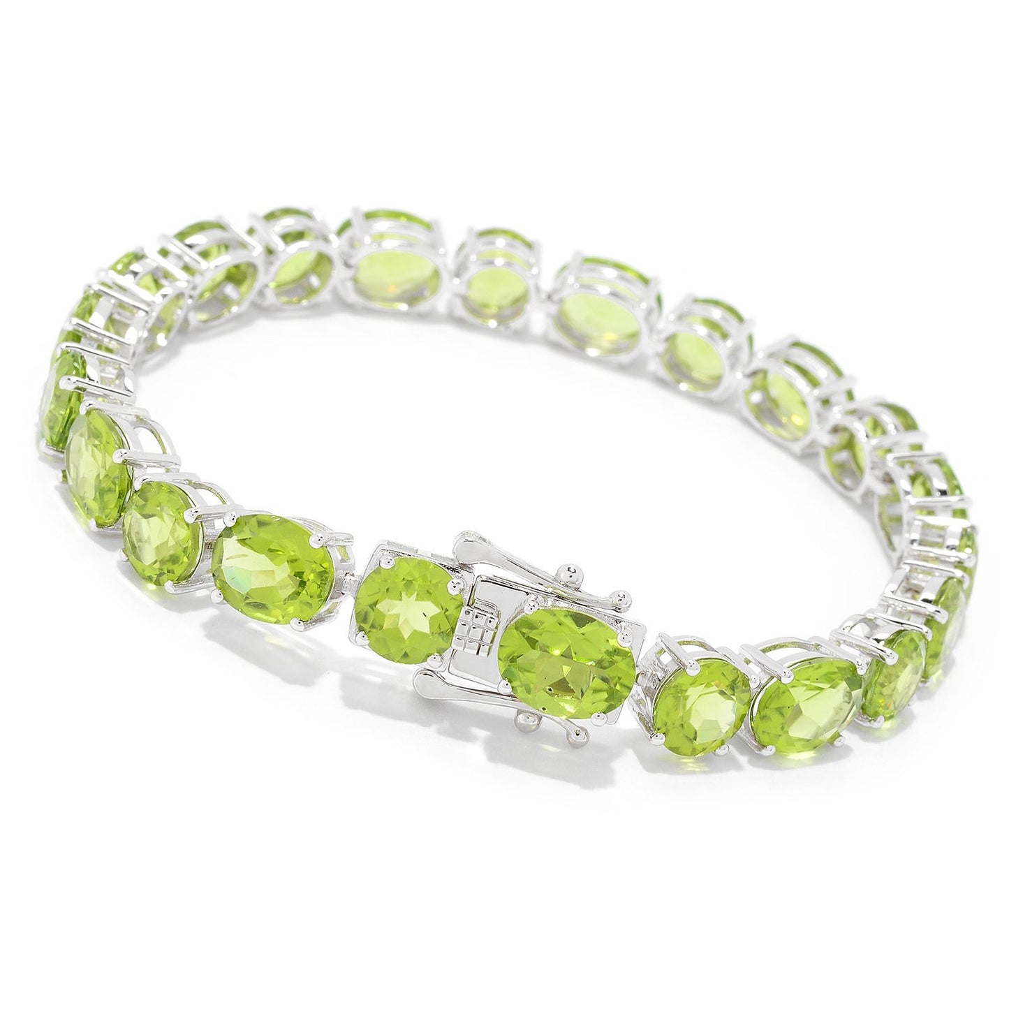 Pinctore Sterling Silver 6" Multi Cut Peridot Line Bracelets