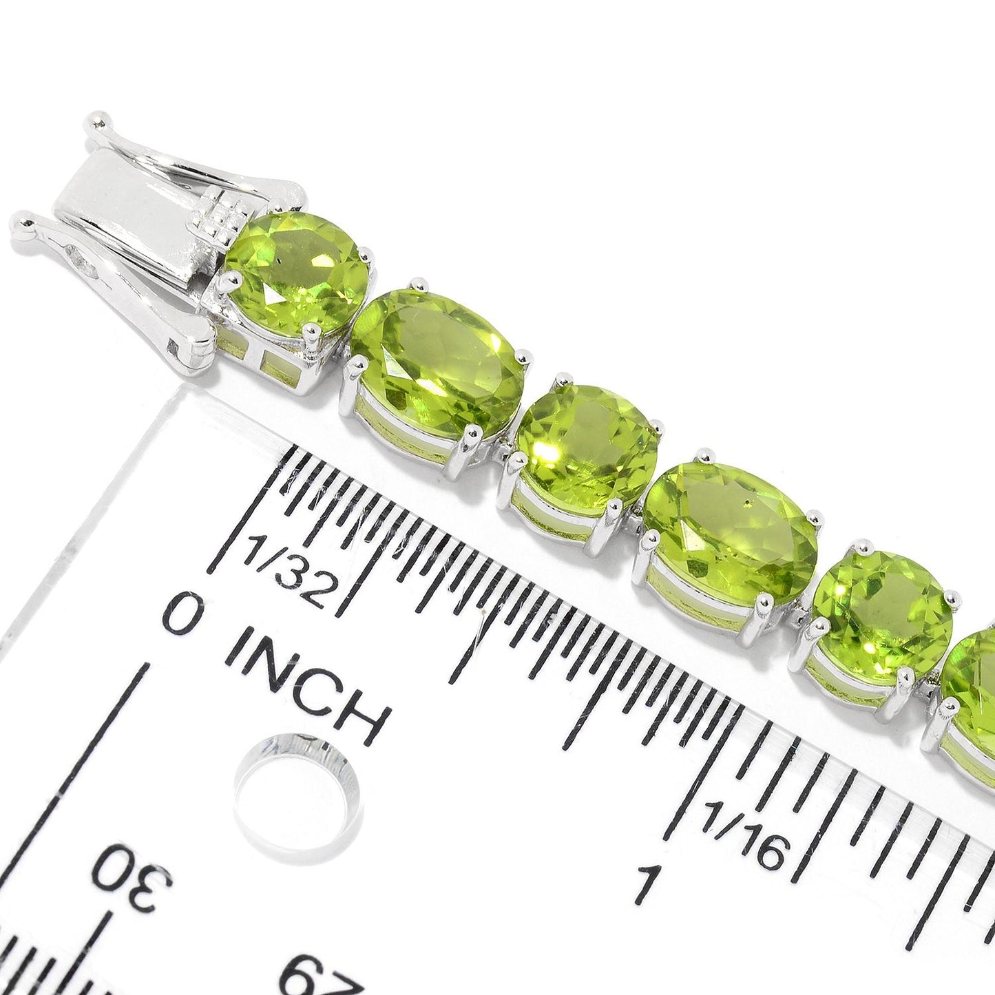 Pinctore Sterling Silver 6" Multi Cut Peridot Line Bracelets