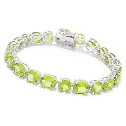 Pinctore Sterling Silver 6" Multi Cut Peridot Line Bracelet - pinctore