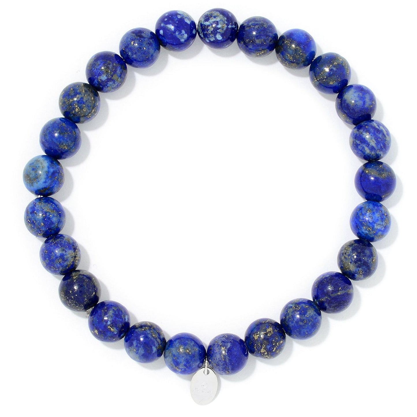 Pinctore Sterling Silver Lapis-Lazuli Beaded Stretch Bracelet - pinctore