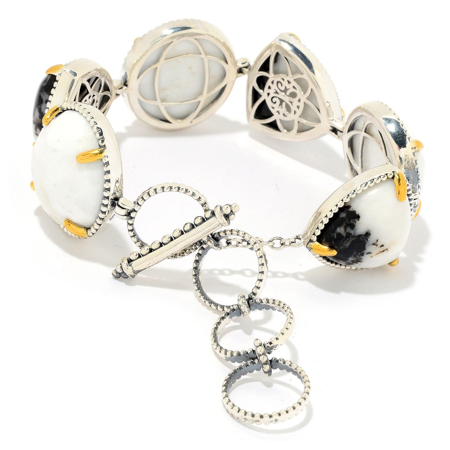 925 Sterling Silver White Magnesite,White Buffalo Bracelet - Pinctore