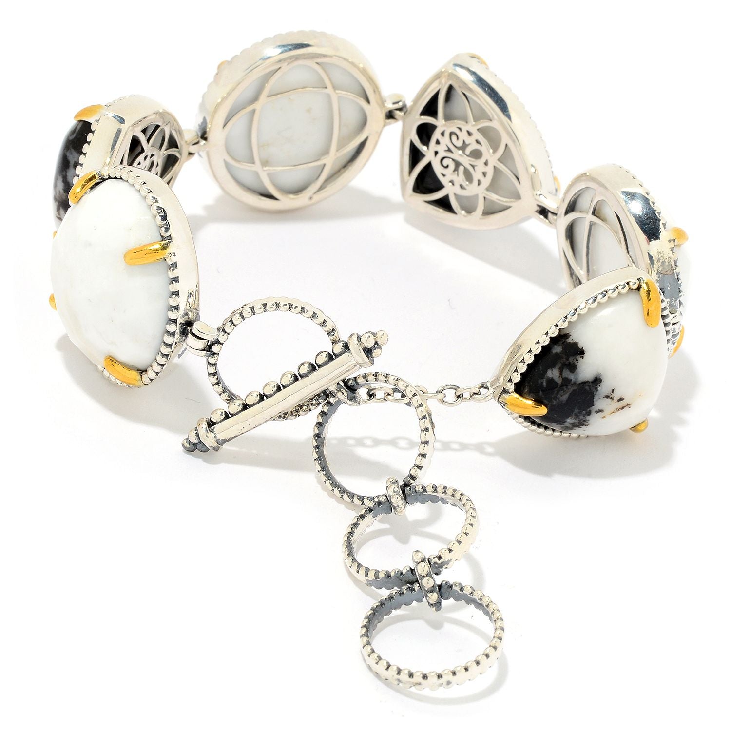 925 Sterling Silver White Magnesite,White Buffalo Bracelet - Pinctore