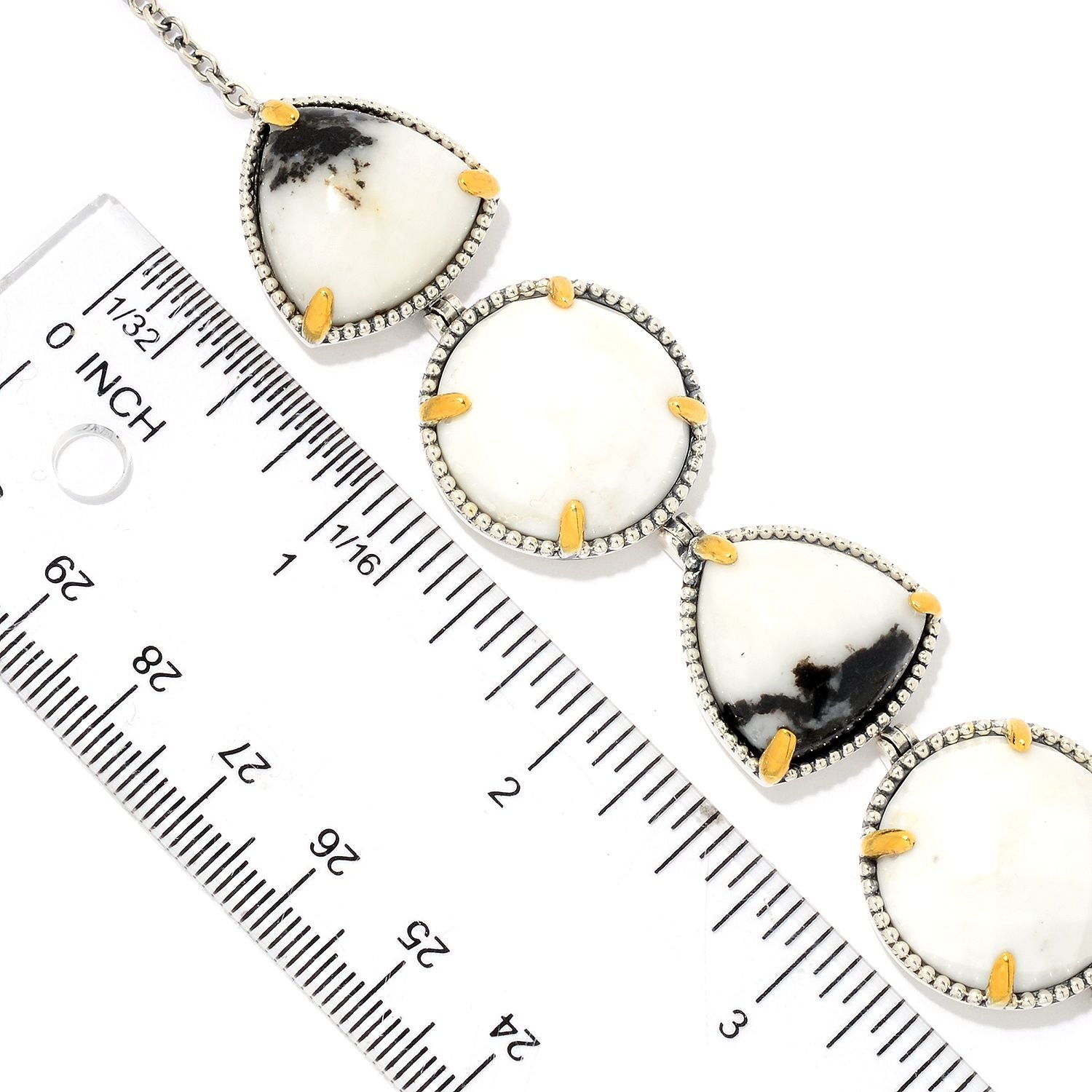 925 Sterling Silver White Magnesite,White Buffalo Bracelet - Pinctore