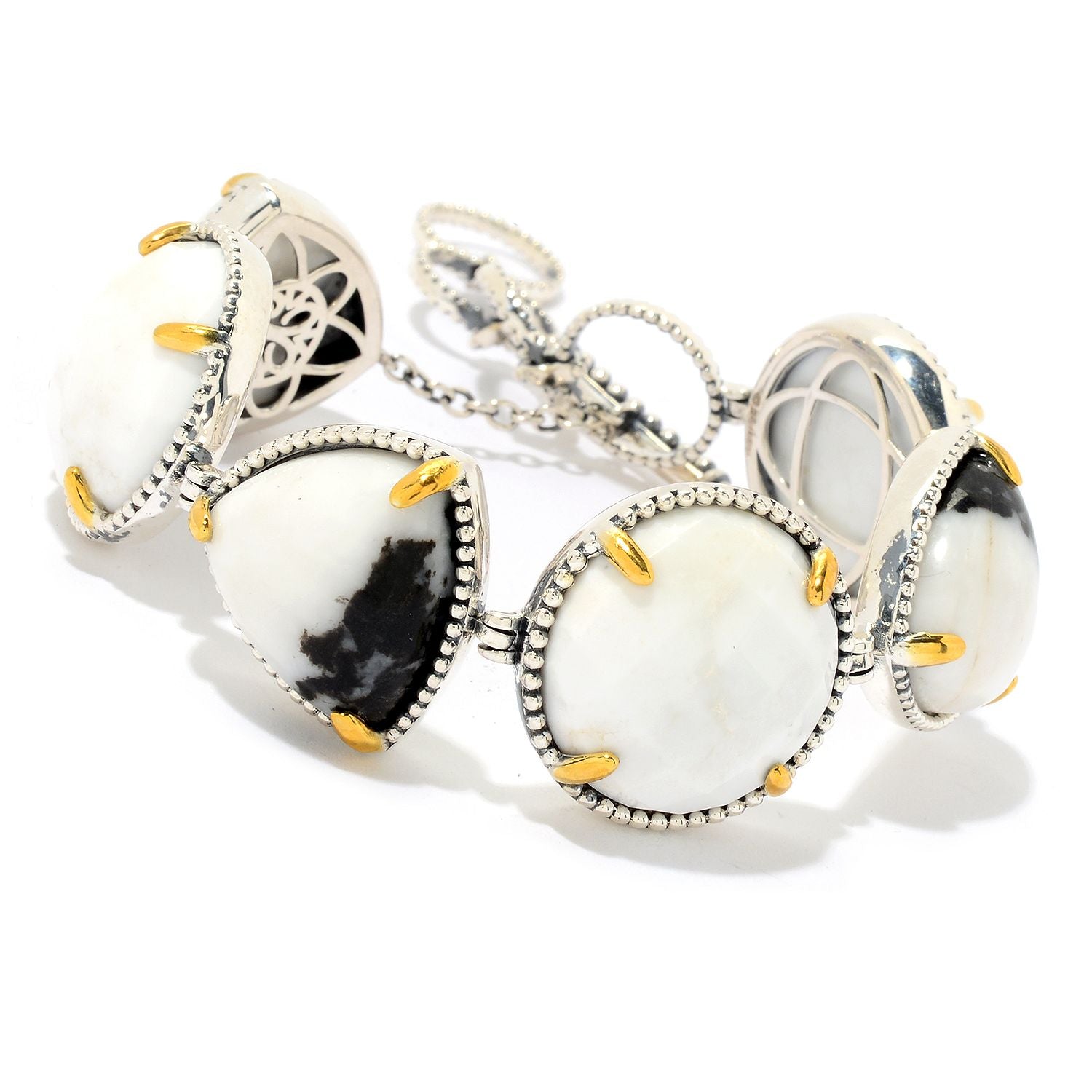 925 Sterling Silver White Magnesite,White Buffalo Bracelet - Pinctore