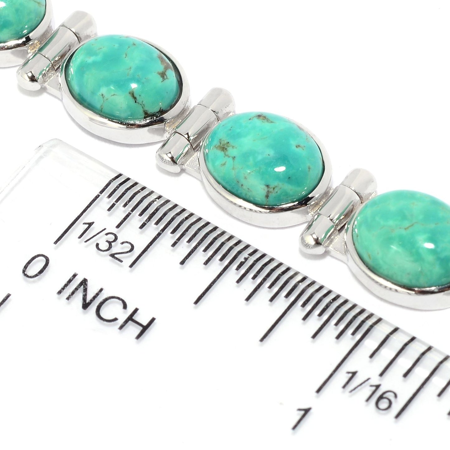 Pinctore Sterling Silver Choice of Length Tyrone Turquoise Line Bracelet