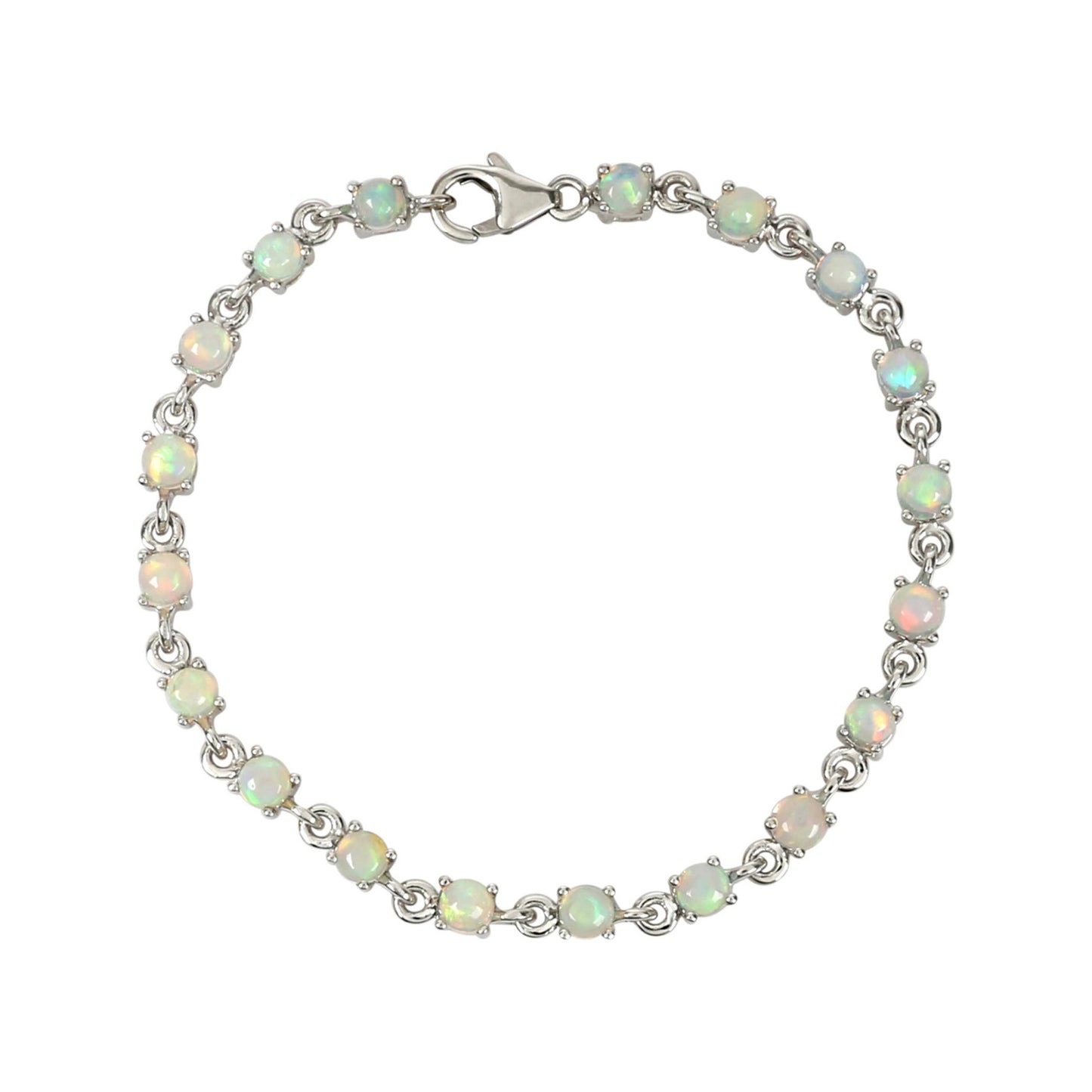 925 Sterling Silver Ethiopian Opal Bracelet - Pinctore