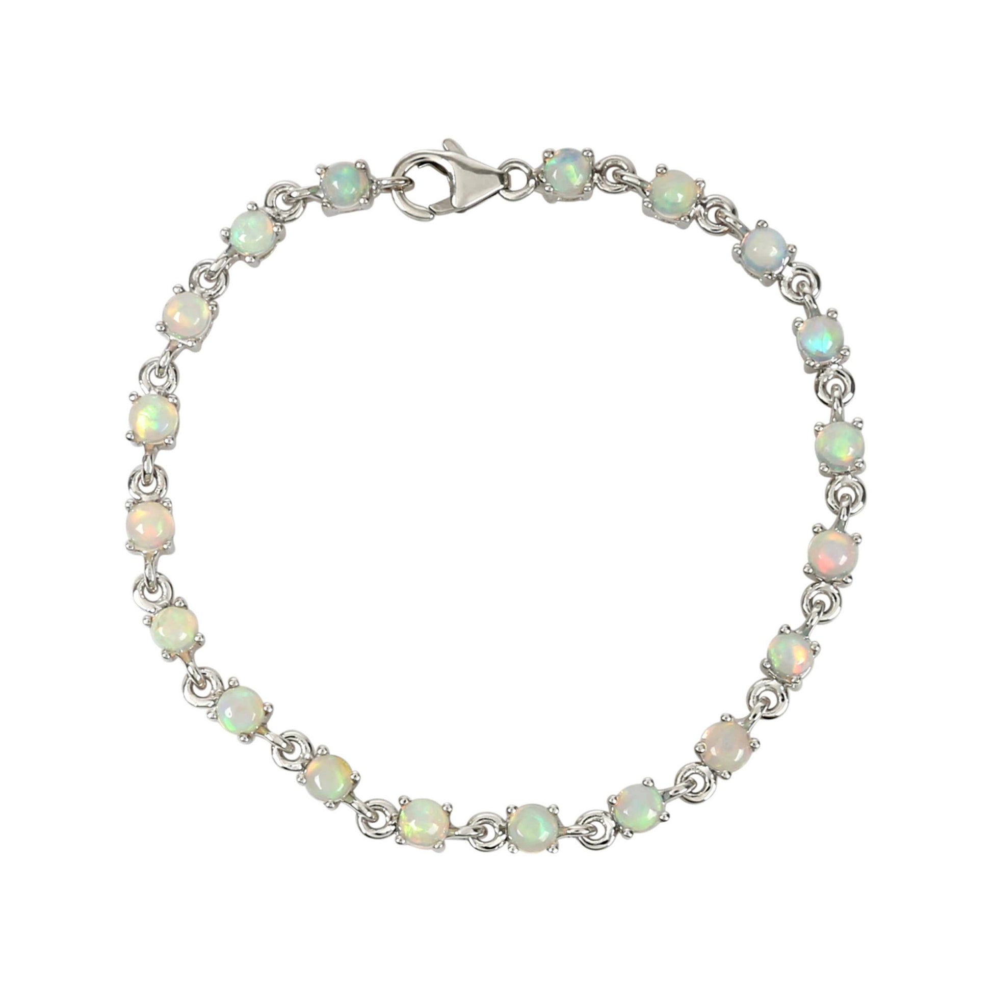 925 Sterling Silver Ethiopian Opal Bracelet - Pinctore