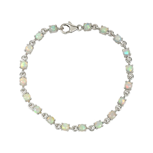 925 Sterling Silver Ethiopian Opal Bracelet - Pinctore