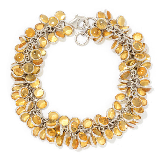 Pinctore Sterling Silver Citrine Adjustable Dangle Bracelet, 7.25"
