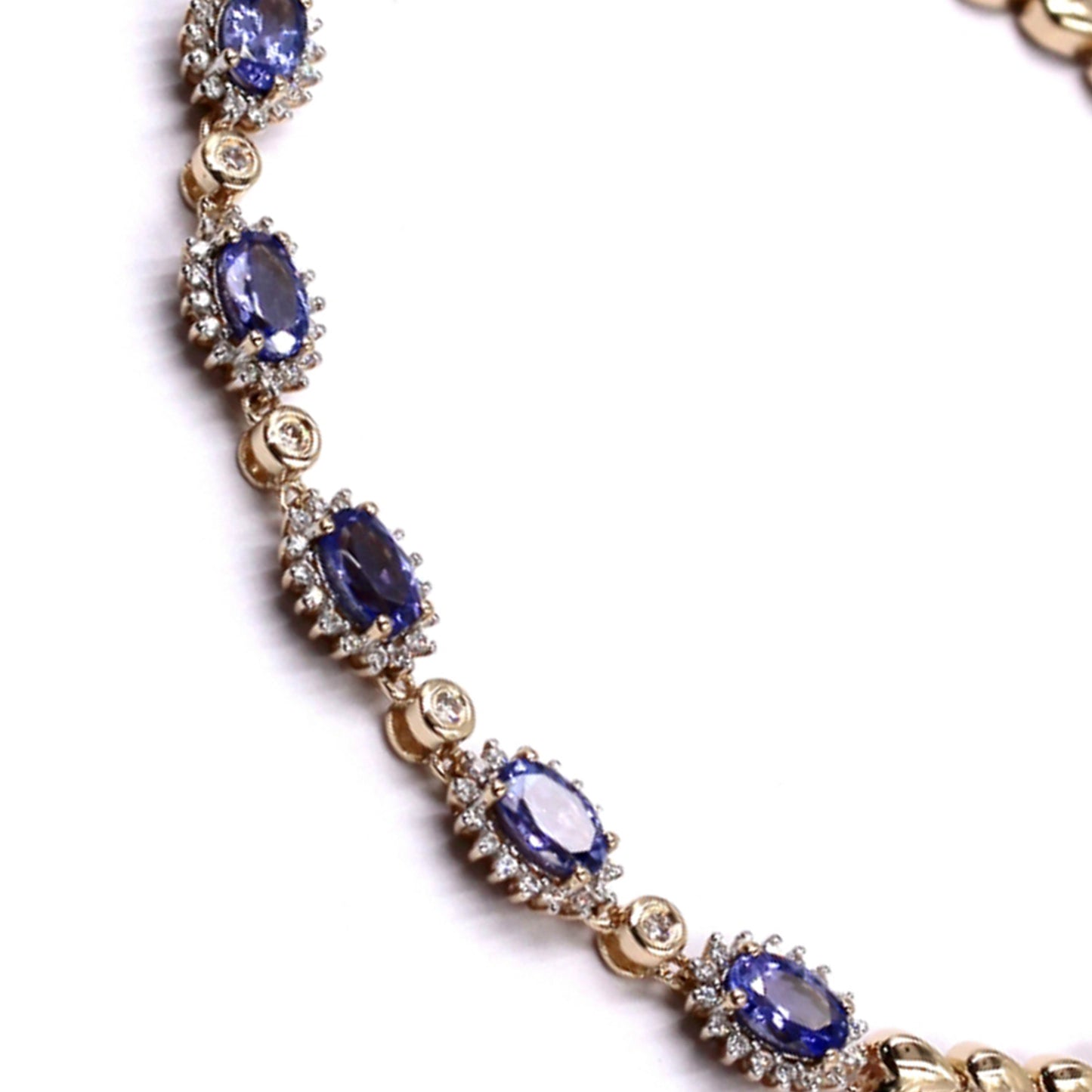 14Kt Yellow Gold Tanzanite With Diamond Chain Bracelet - Pinctore