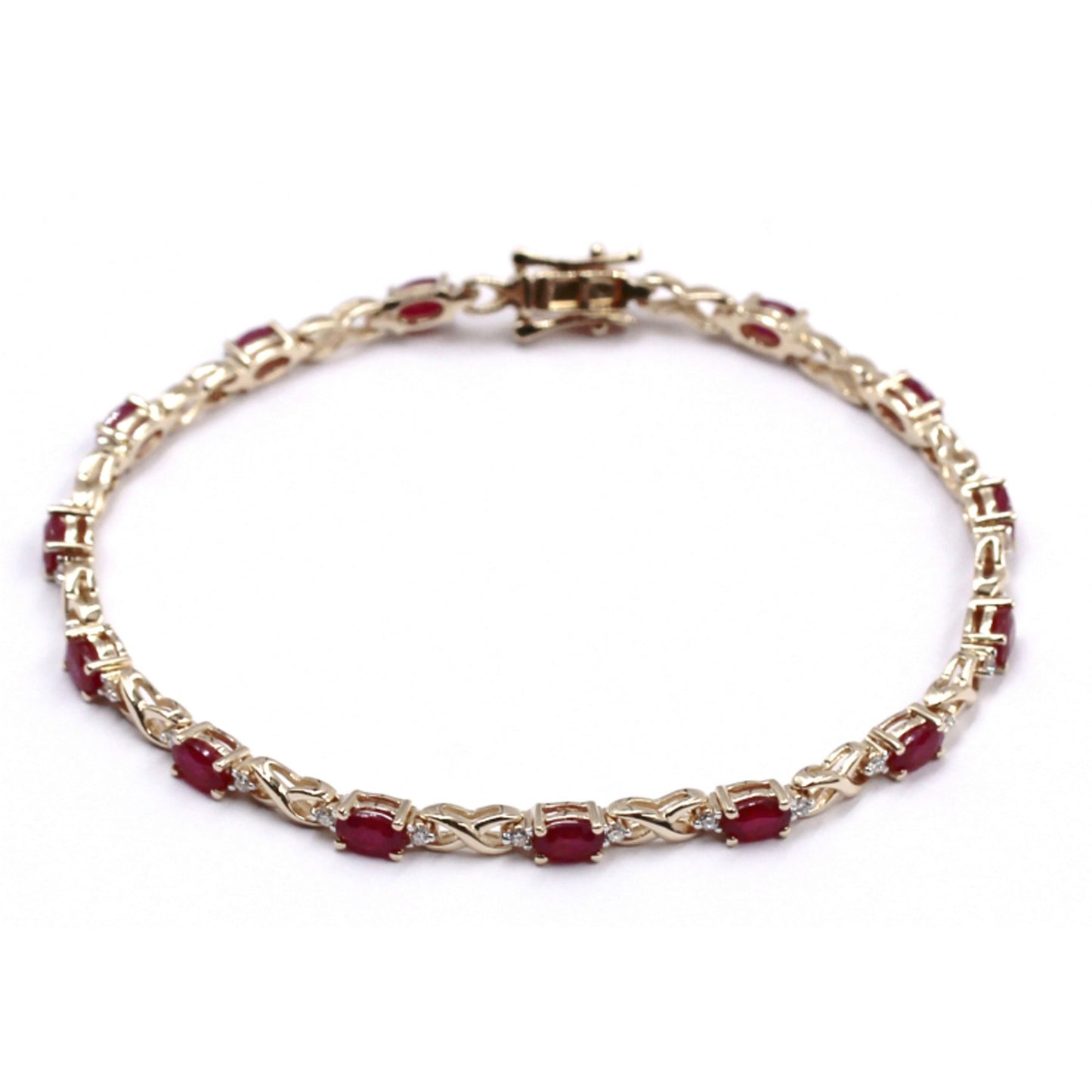 14Kt Yellow Gold Ruby With Diamond Bracelet - Pinctore