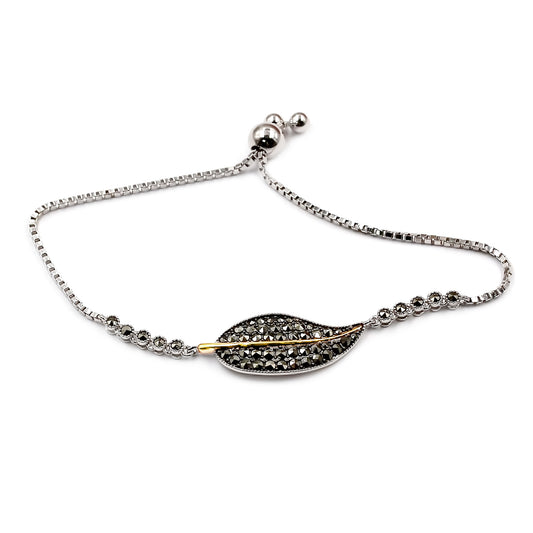 Pinctore 14K Gold & Sterling Silver with Marcasite Adjustable Bracelet
