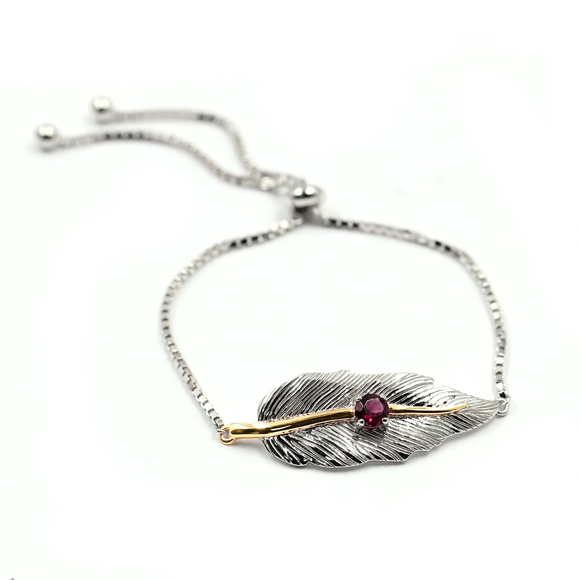 Pinctore 14K Gold & Sterling Silver with Rhodolite Leaf Shape pendent