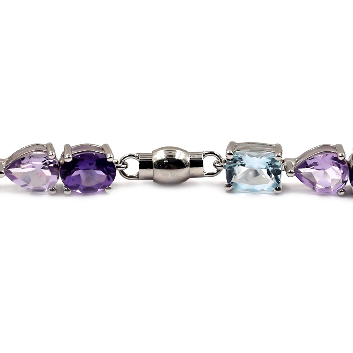 Sterling Silver 925 Sky Blue Topaz,Pink Amethyst,African Amethyst Bracelet - Pinctore