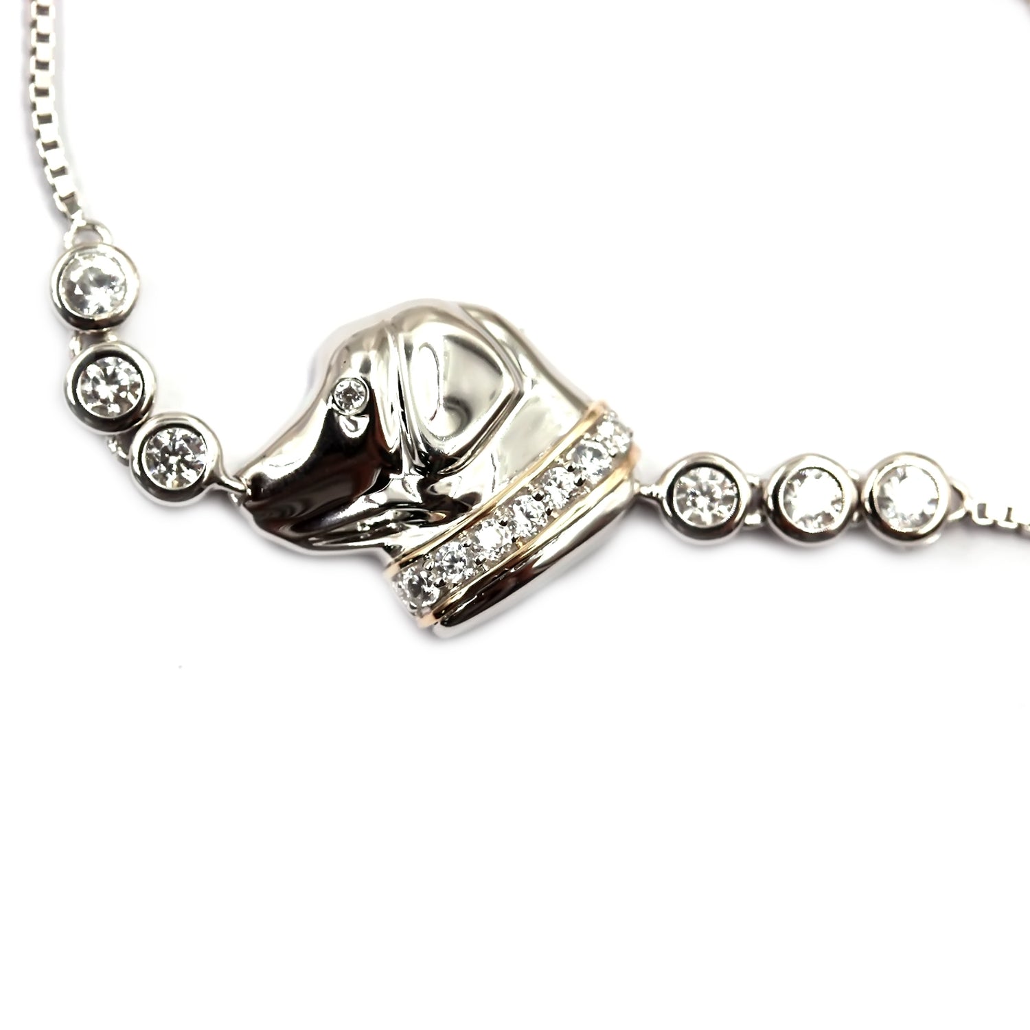 925 Sterling Silver White Natural Zircon Adjustable Bracelet - Pinctore