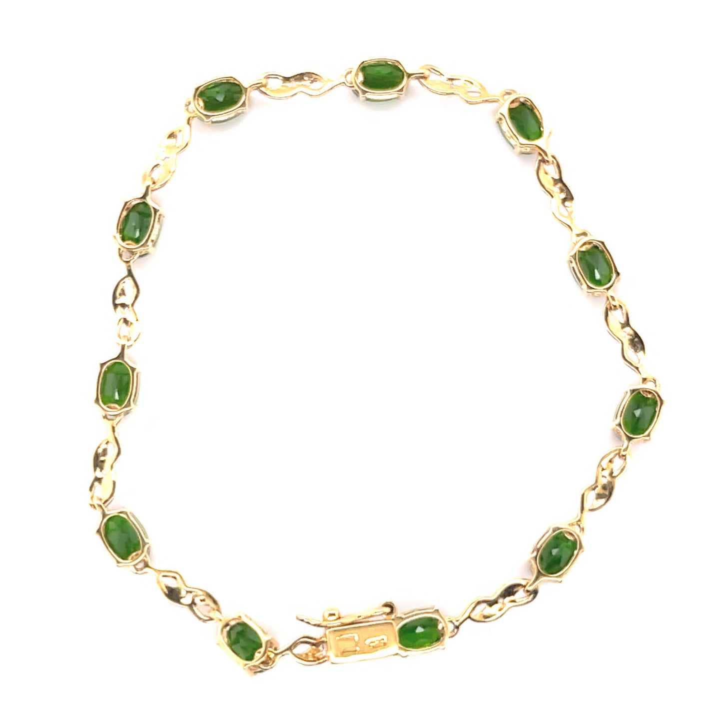 14Kt Yellow Gold Chrome Diopside White White Natural Zircon Bracelet - Pinctore