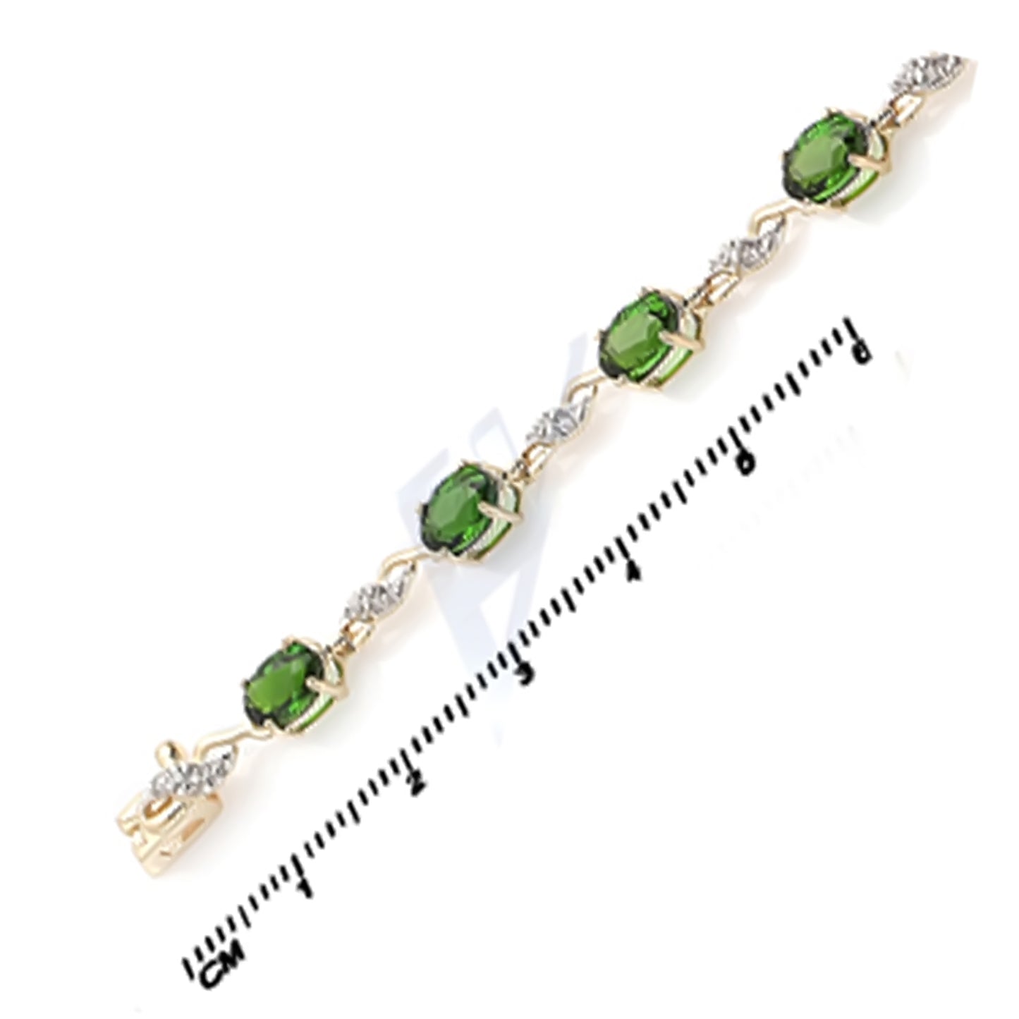 14Kt Yellow Gold Chrome Diopside White White Natural Zircon Bracelet - Pinctore