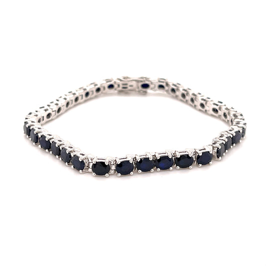 925 Sterling Silver Diffusion Blue Sapphire Bracelet - Pinctore