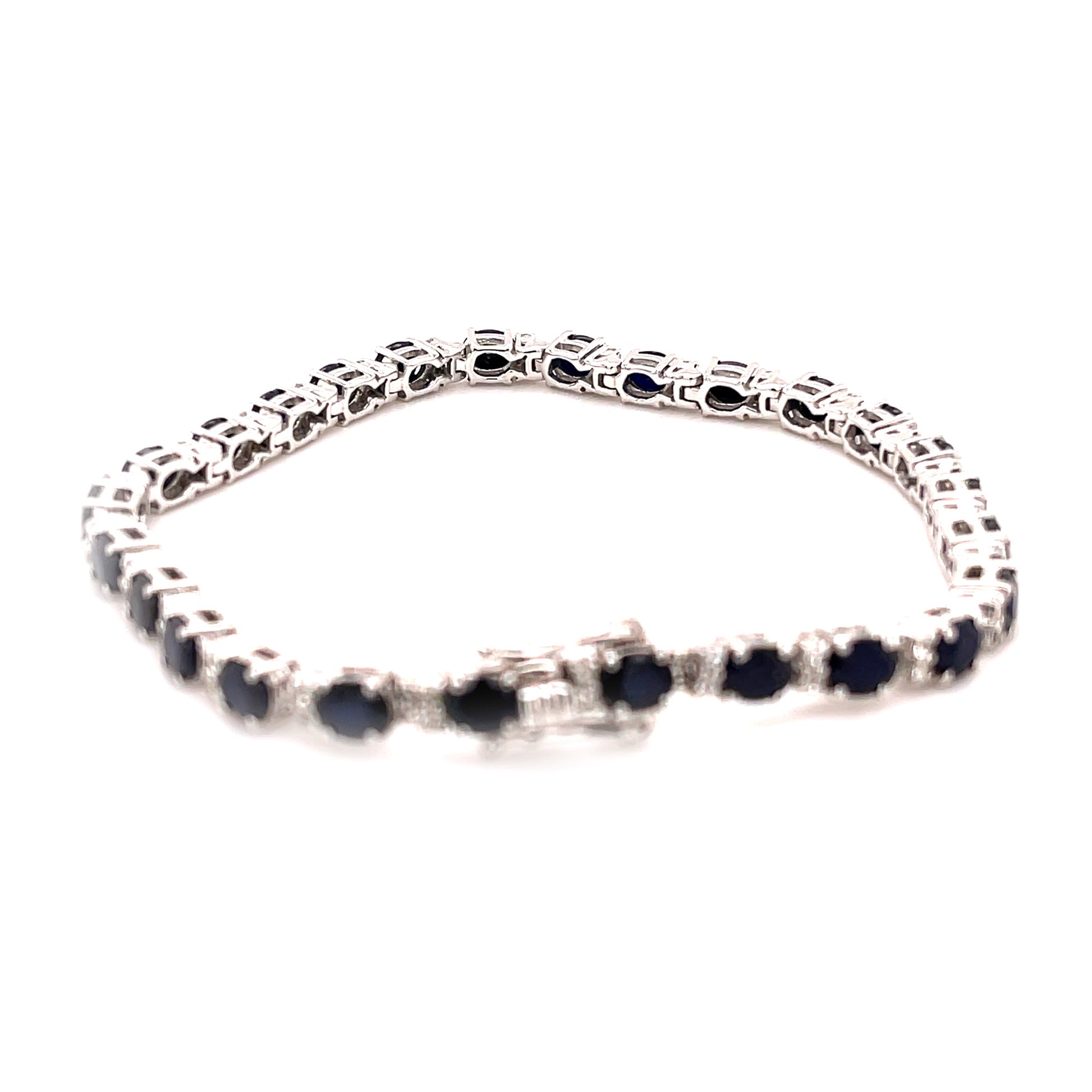 925 Sterling Silver Diffusion Blue Sapphire, White Zircon Bracelet - Pinctore