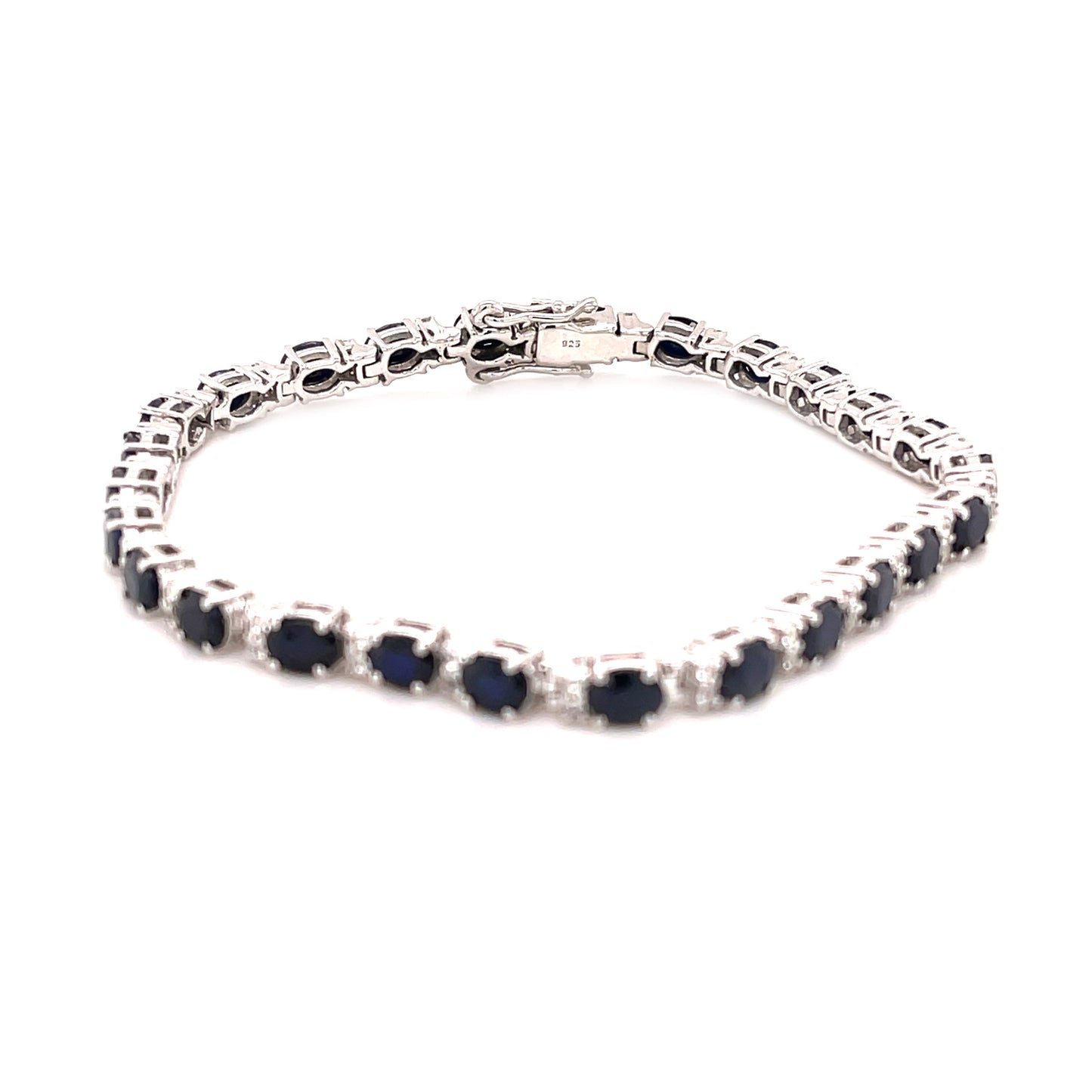 925 Sterling Silver Diffusion Blue Sapphire, White Zircon Bracelet - Pinctore