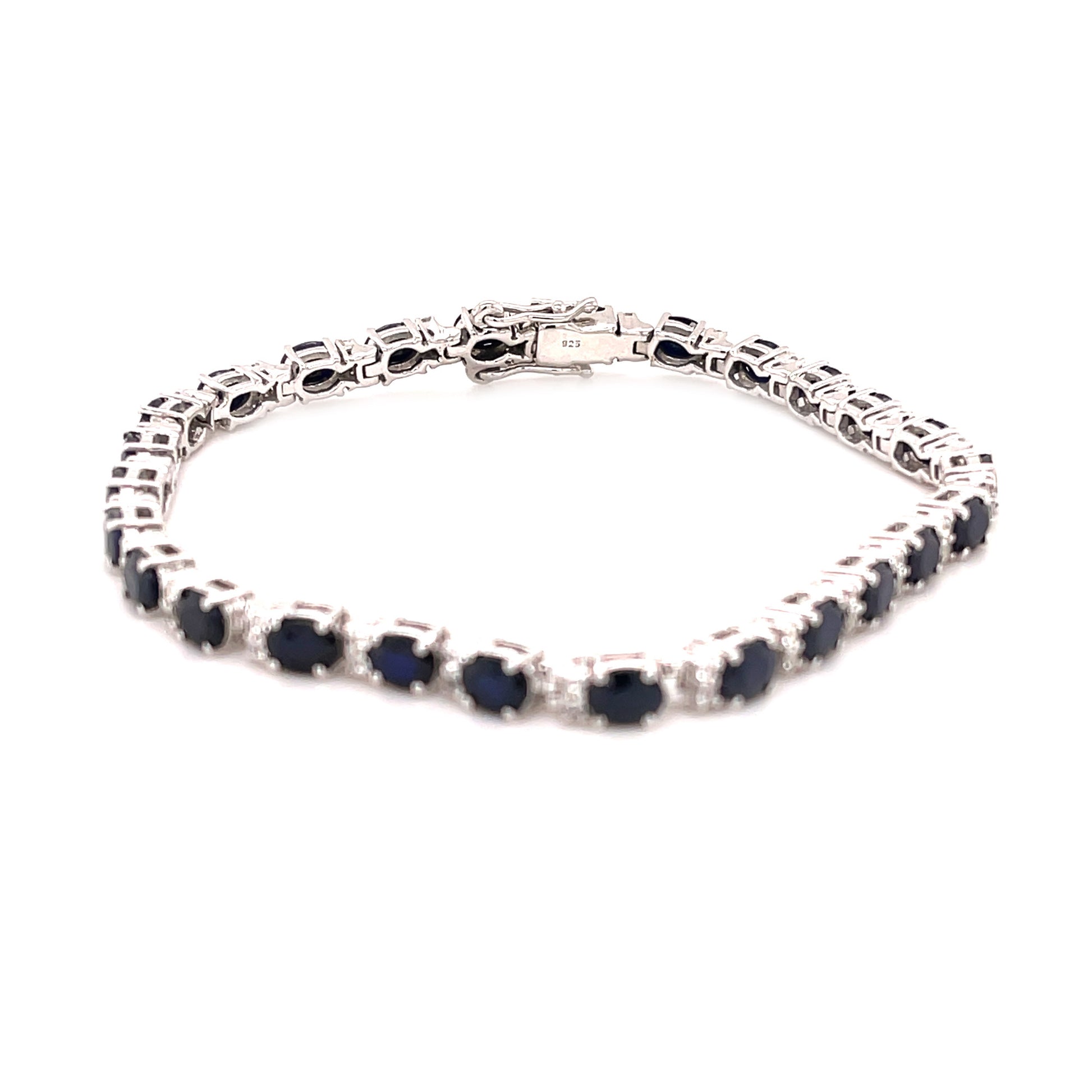 925 Sterling Silver Diffusion Blue Sapphire, White Zircon Bracelet - Pinctore