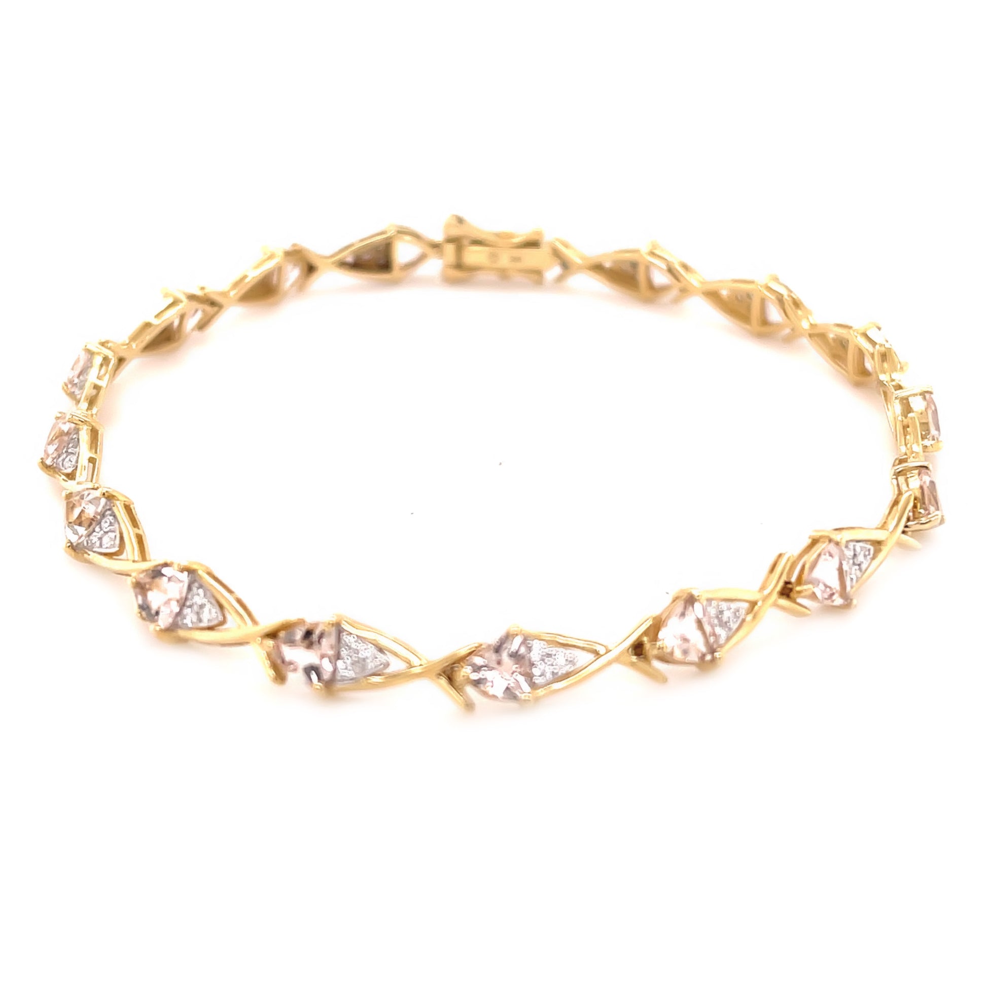 14Kt Yellow Gold Morganite With Diamond Bracelet - Pinctore