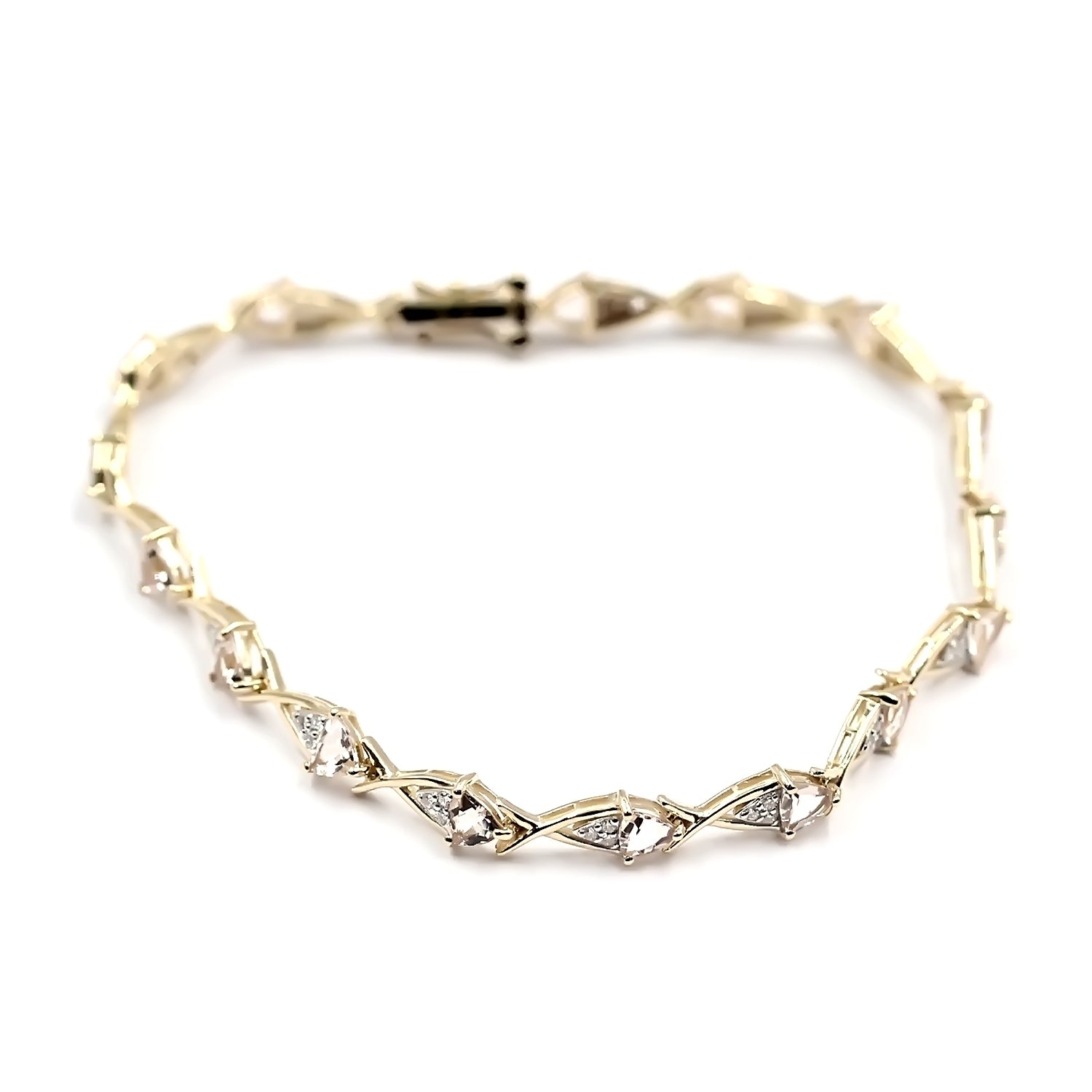 14Kt Yellow Gold Morganite With Diamond Bracelet - Pinctore