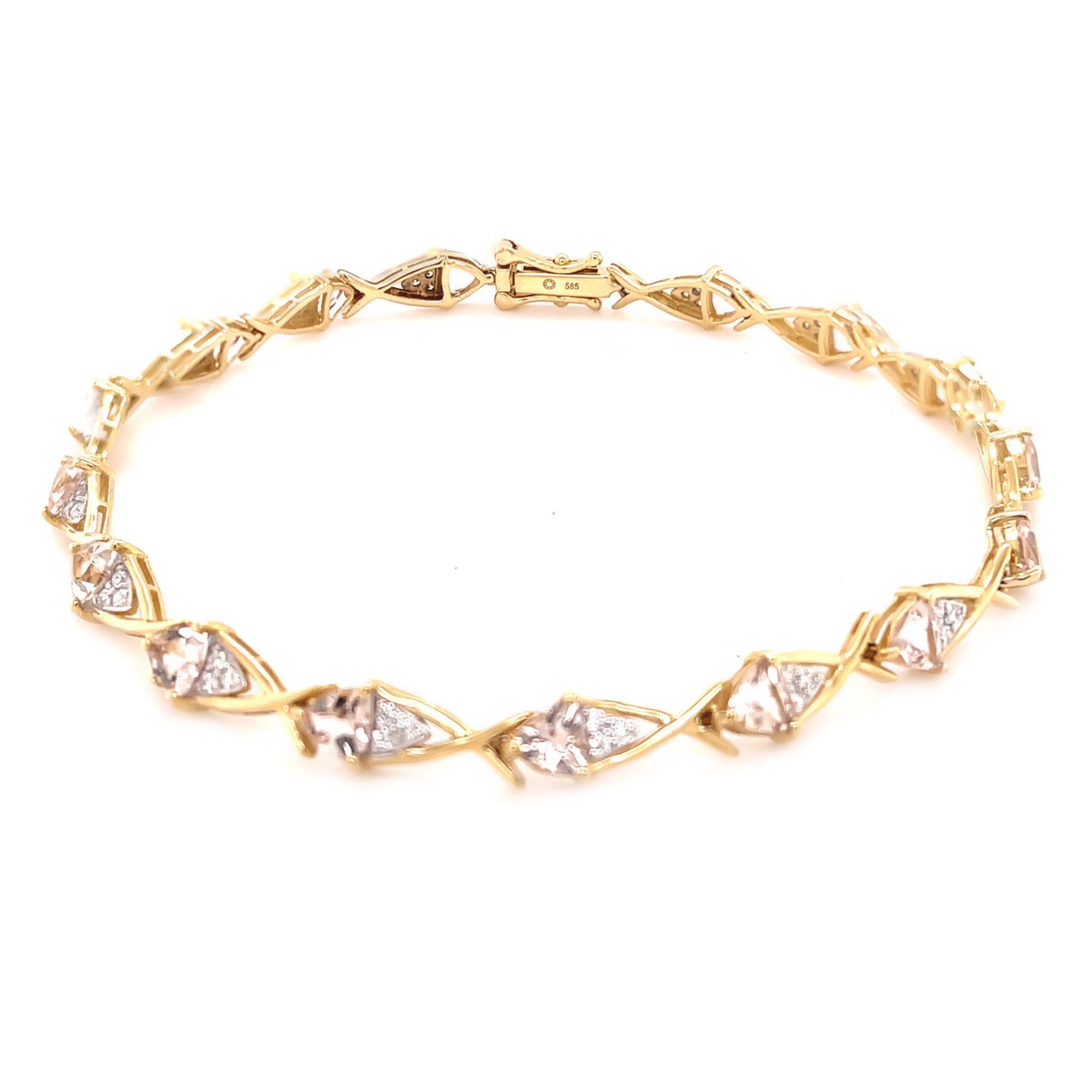 14Kt Yellow Gold Morganite With Diamond Bracelet - Pinctore