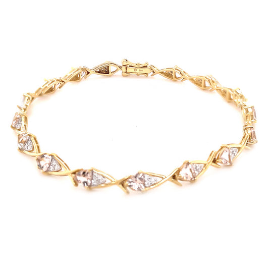 14Kt Yellow Gold Morganite With Diamond Bracelet - Pinctore