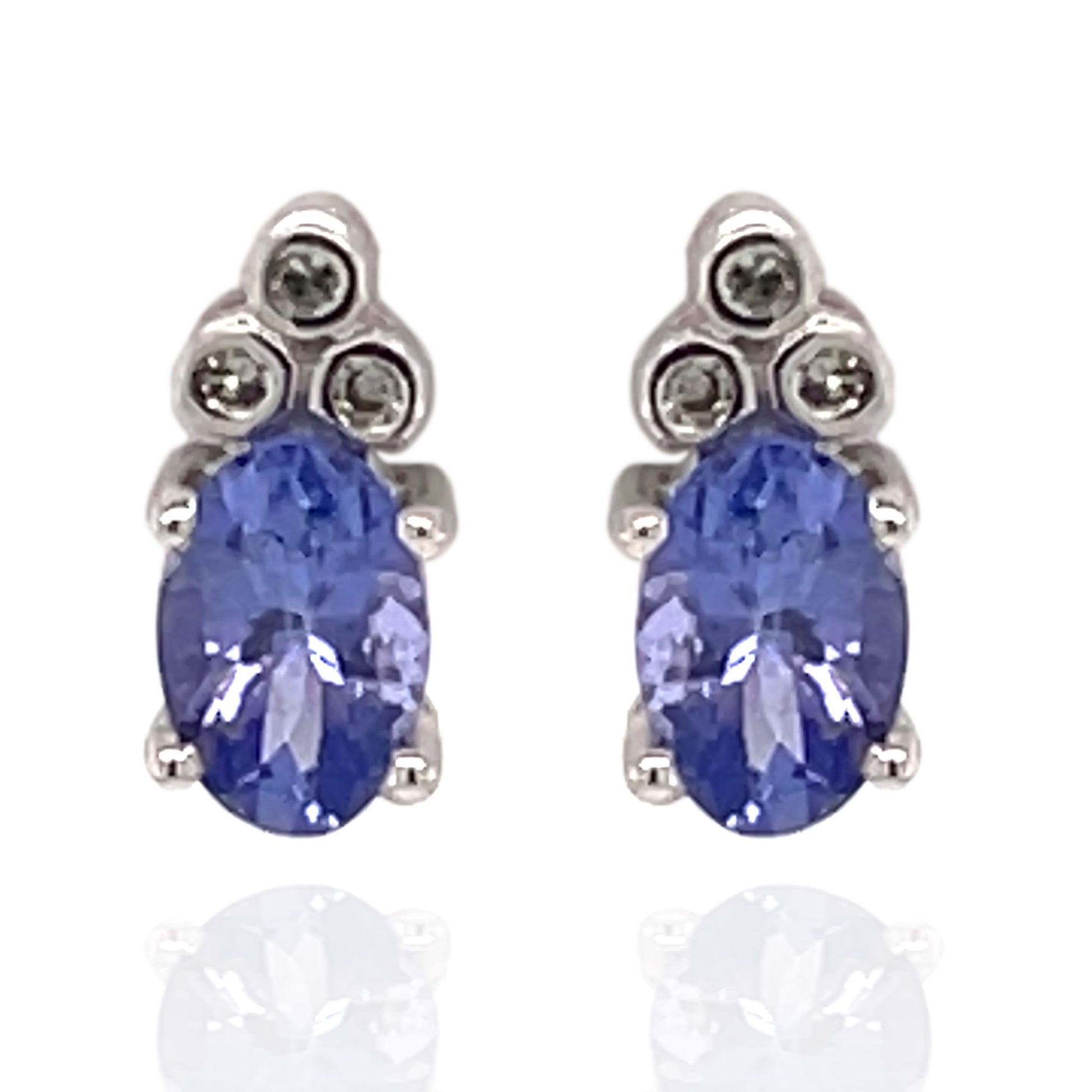 14Kt White Gold Tanzanite With Diamond Earring - Pinctore