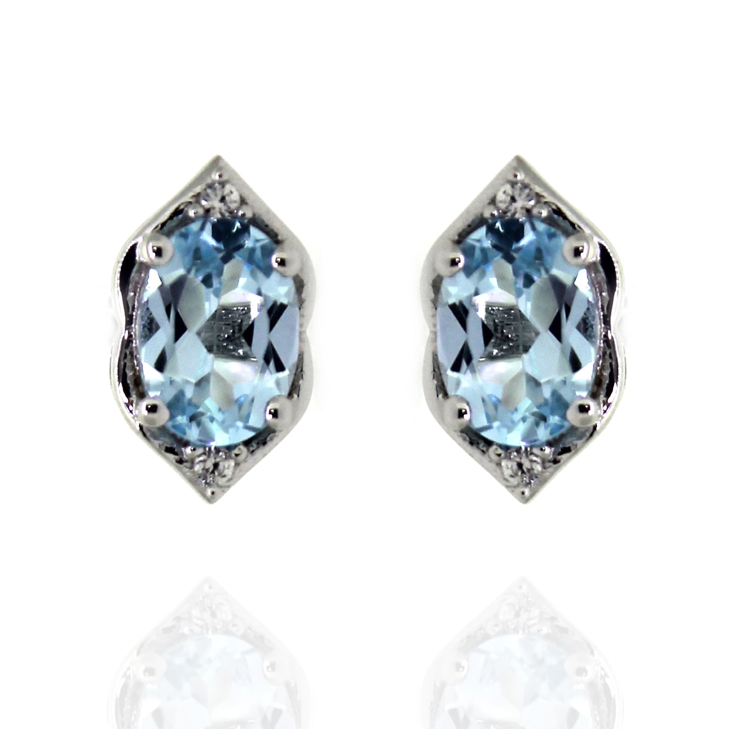 925 Sterling Silver Sky Blue Topaz, White Natural Zircon Earring - Pinctore