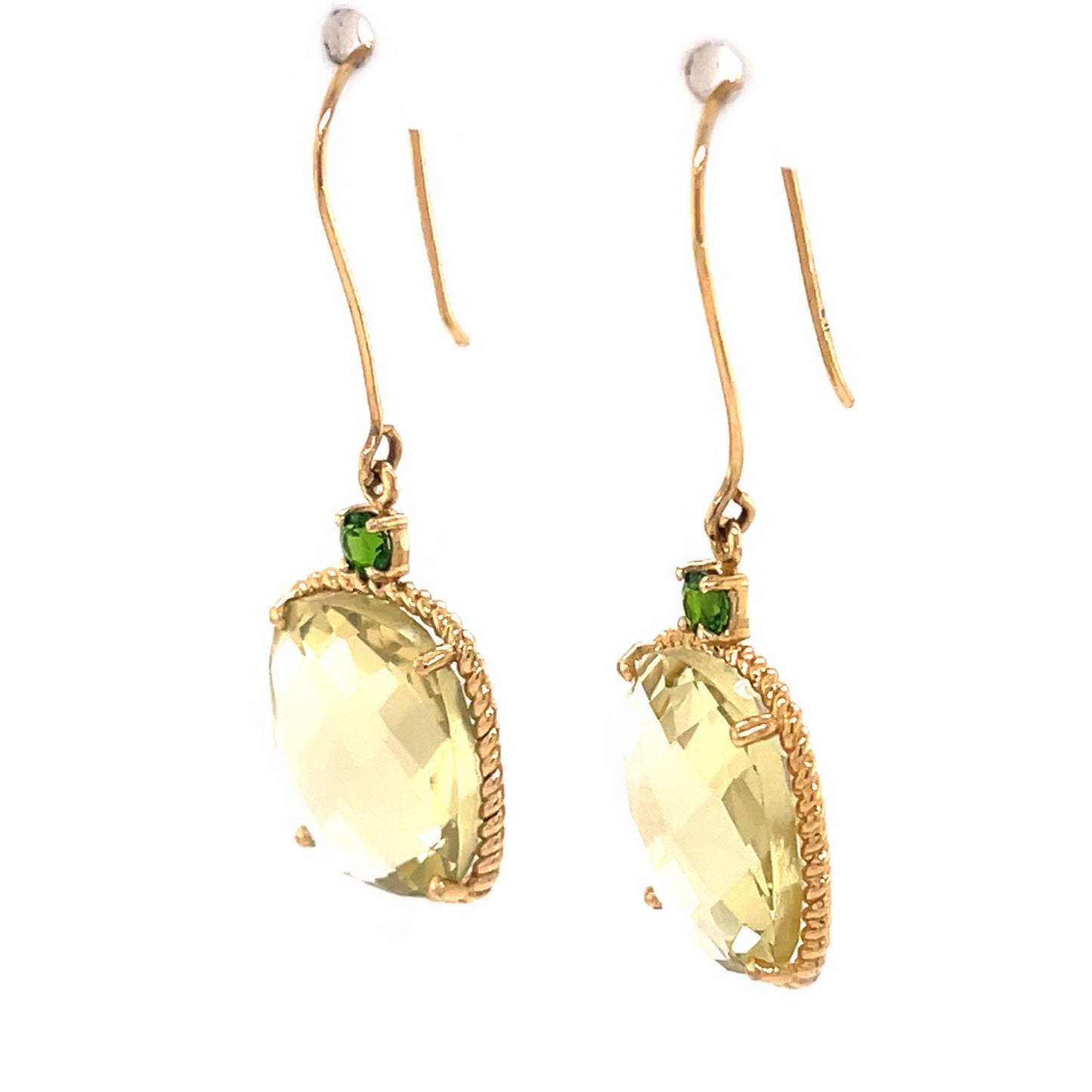 14Kt Yellow Gold Blue Apatite,  Lemon Quartz Earring - Pinctore