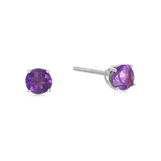 Sterling Silver 0.56Ctw African Amethyst Studs Earring - Pinctore