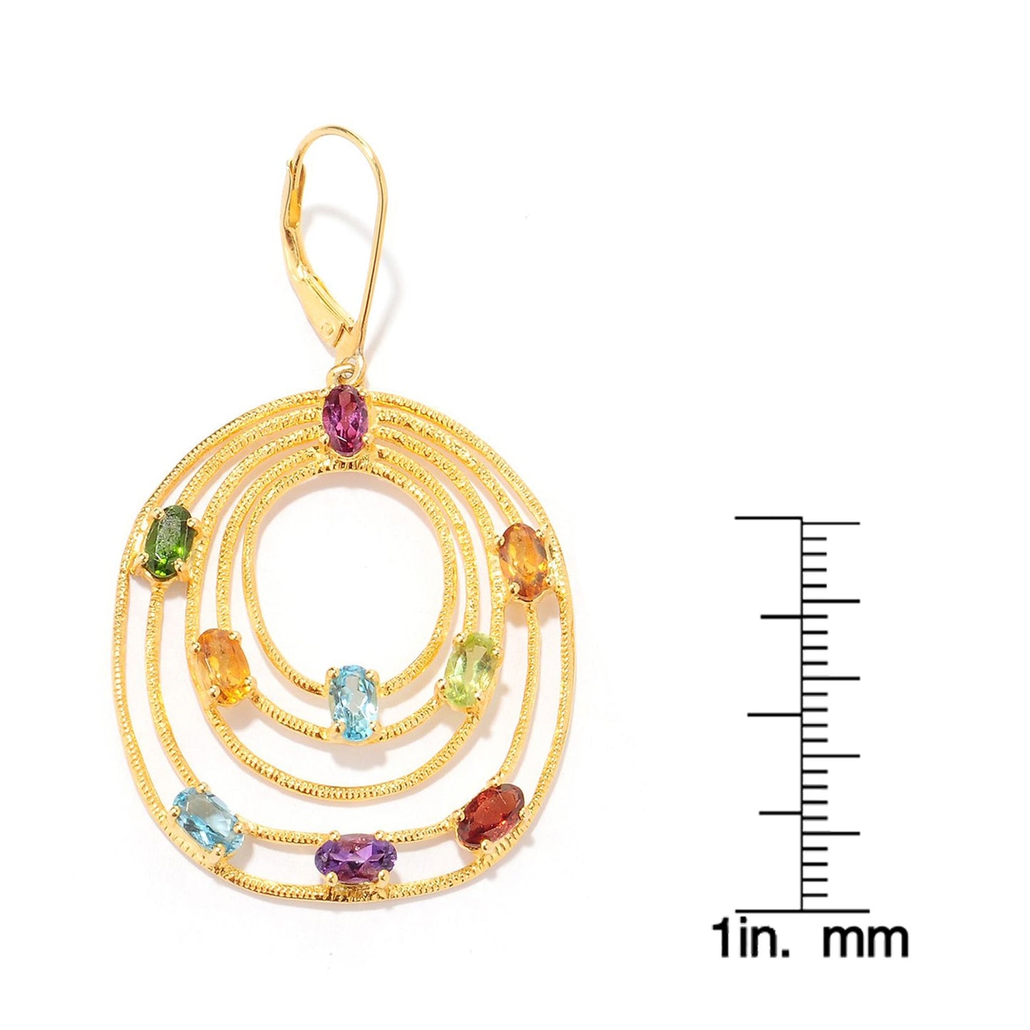 Pinctore Yellow Gold over Silver 4.47ctw Rhodolite Garnet Drop & Dangle Earring 2.00'L