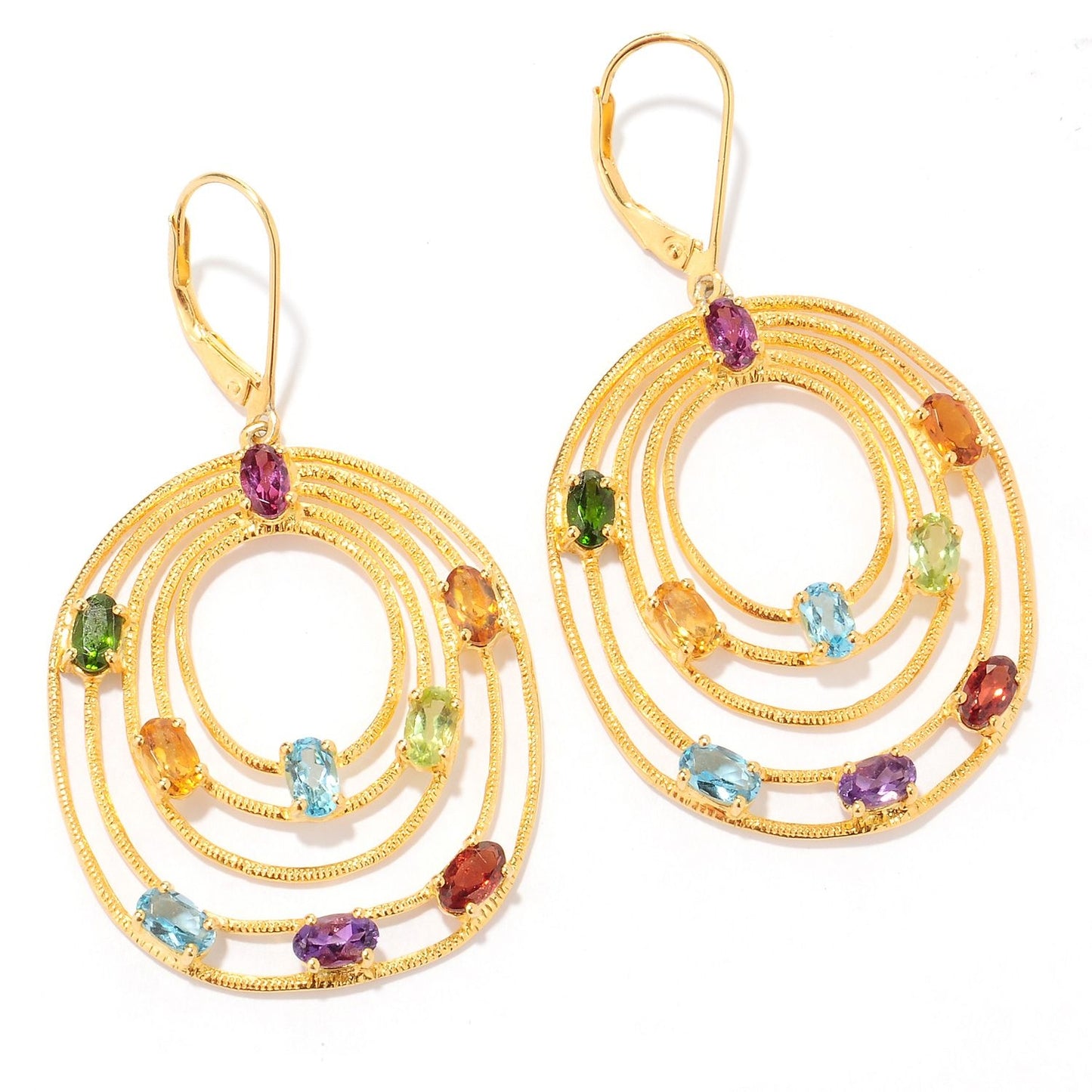 Pinctore Yellow Gold over Silver 4.47ctw Rhodolite Garnet Drop & Dangle Earring 2.00'L - pinctore
