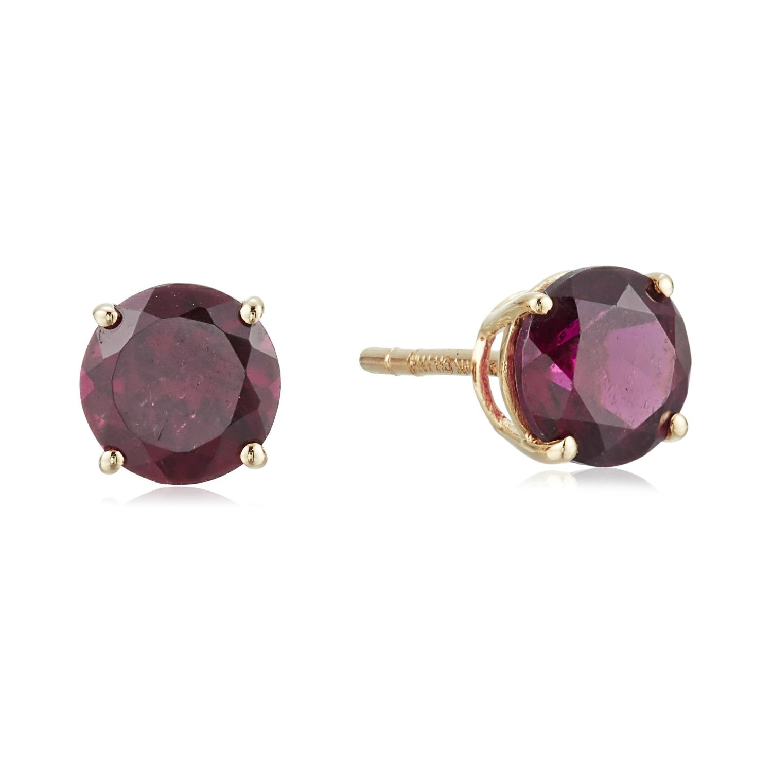 14Kt Gold Rhodolite Garnet Stud Earring