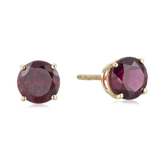14Kt Gold Rhodolite Garnet Stud Earring