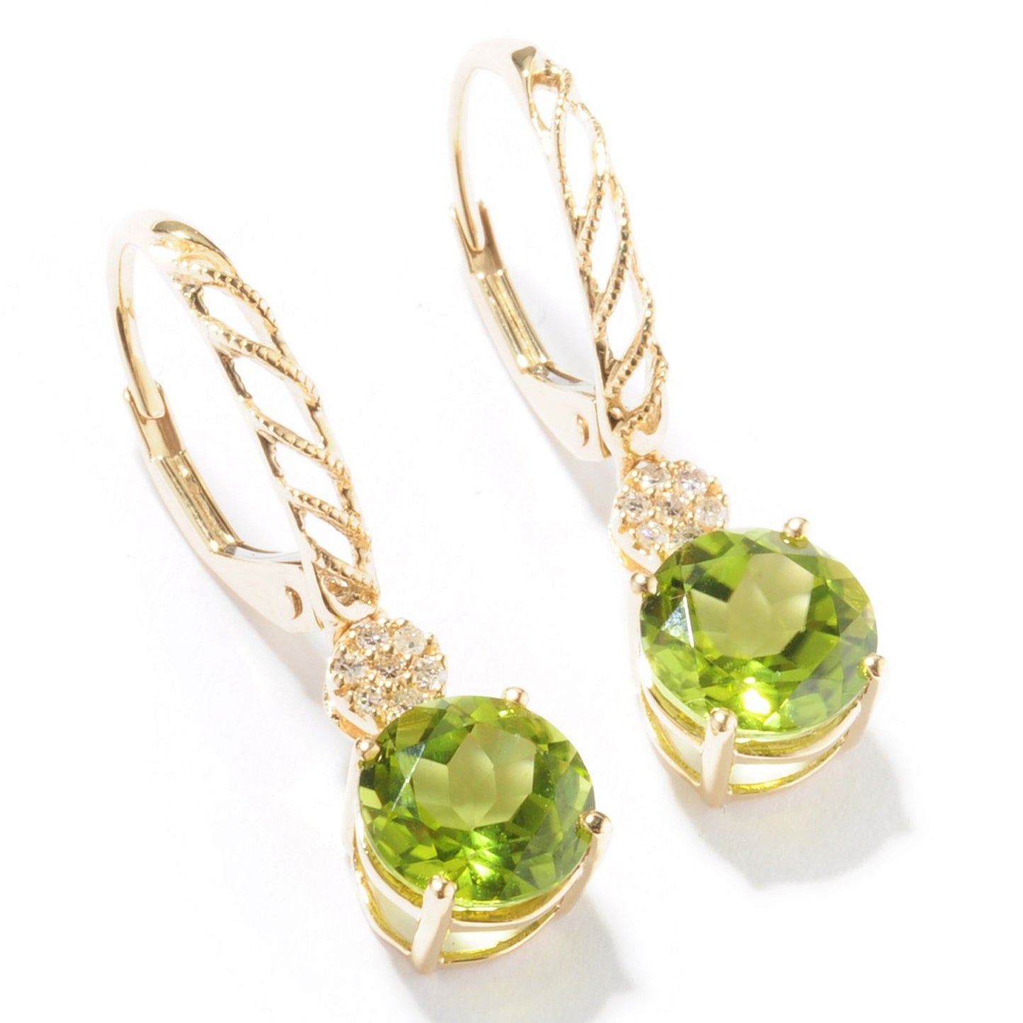 14KT Gold Peridot and Diamond Earring