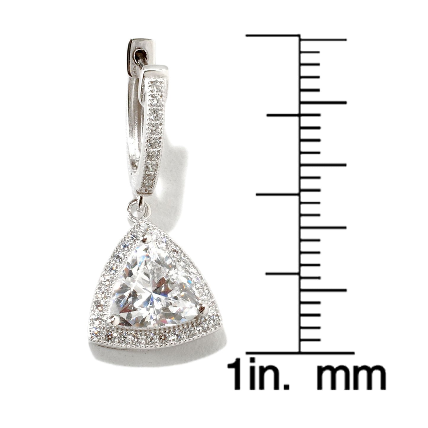 Pinctore Sterling Silver 2.34ctw White CZ Drop & Dangle Earring 1.00'L