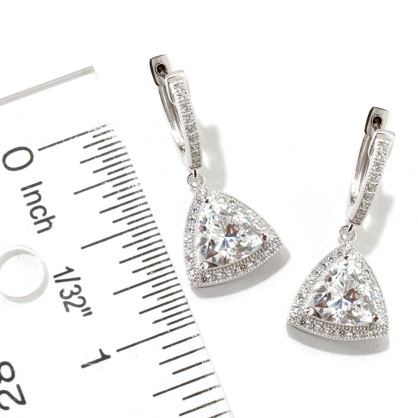 Pinctore Sterling Silver 2.34ctw White CZ Drop & Dangle Earring 1.00'L