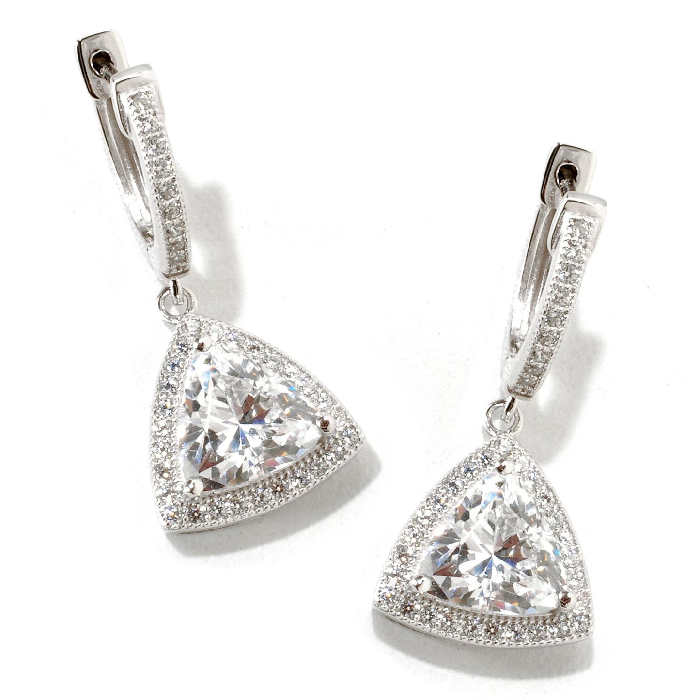 Pinctore Platinum o/Silver 2.34ctw White CZ Drop & Dangle Earring 1.00'L - pinctore