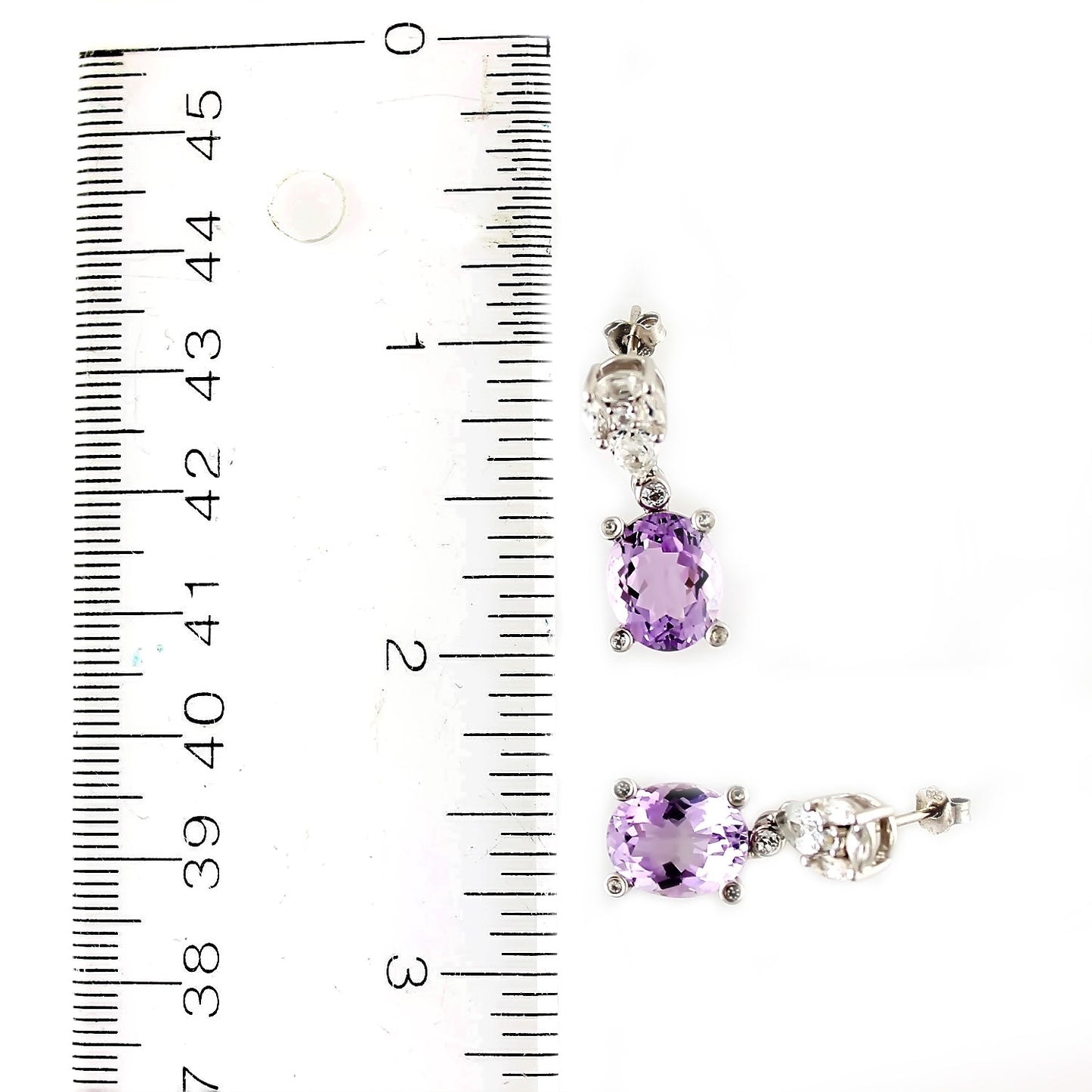 Pinctore Sterling Silver 7.67ctw Pink Amethyst and White Topaz Drop & Dangle Earring 1.00'L