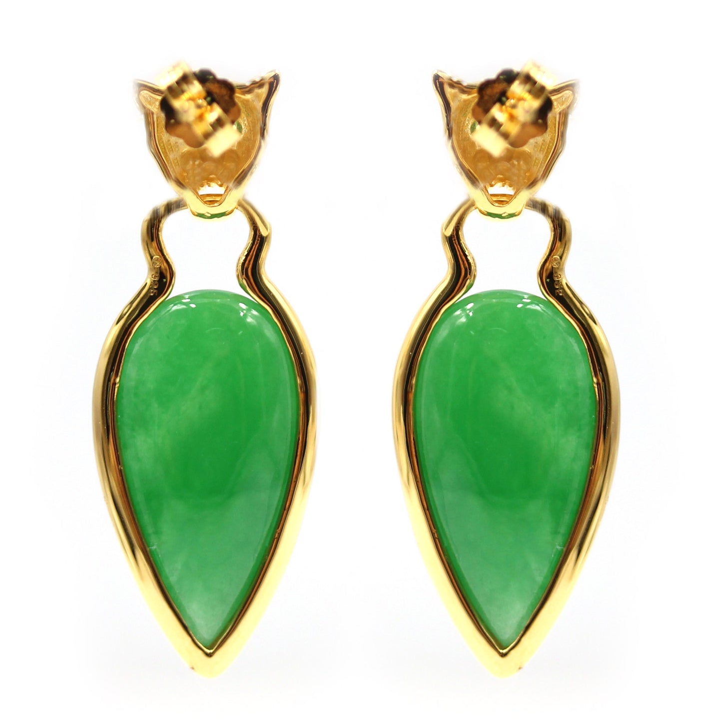 925 Sterling Silver Green Jade, Chrome Diopside Dangle Earring - Pinctore