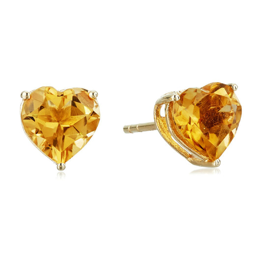 10Kt Gold Heart Shaped Citrine Stud Earring