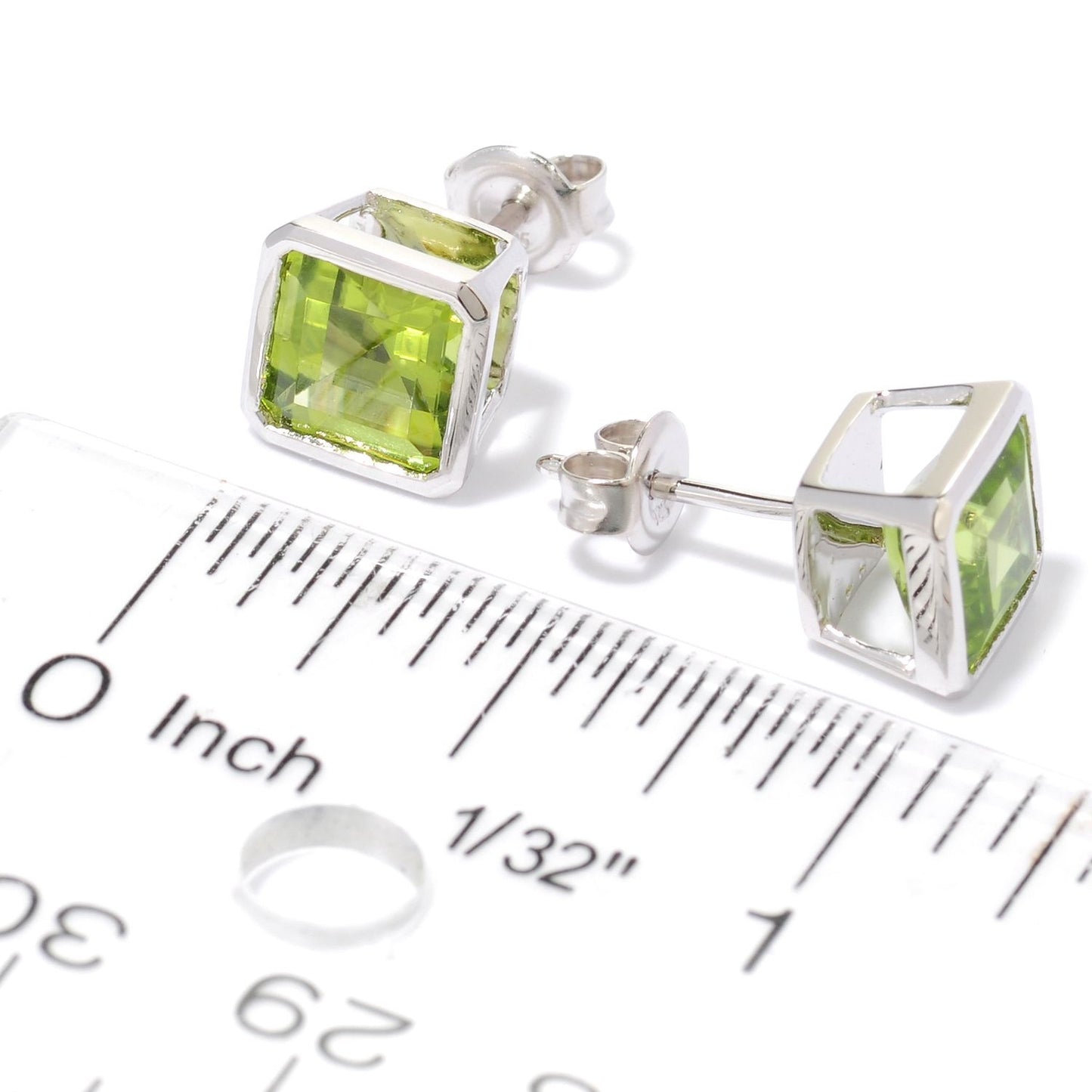 Pinctore Sterling Silver 3.39ctw Peridot Studs Earring 0.31'L