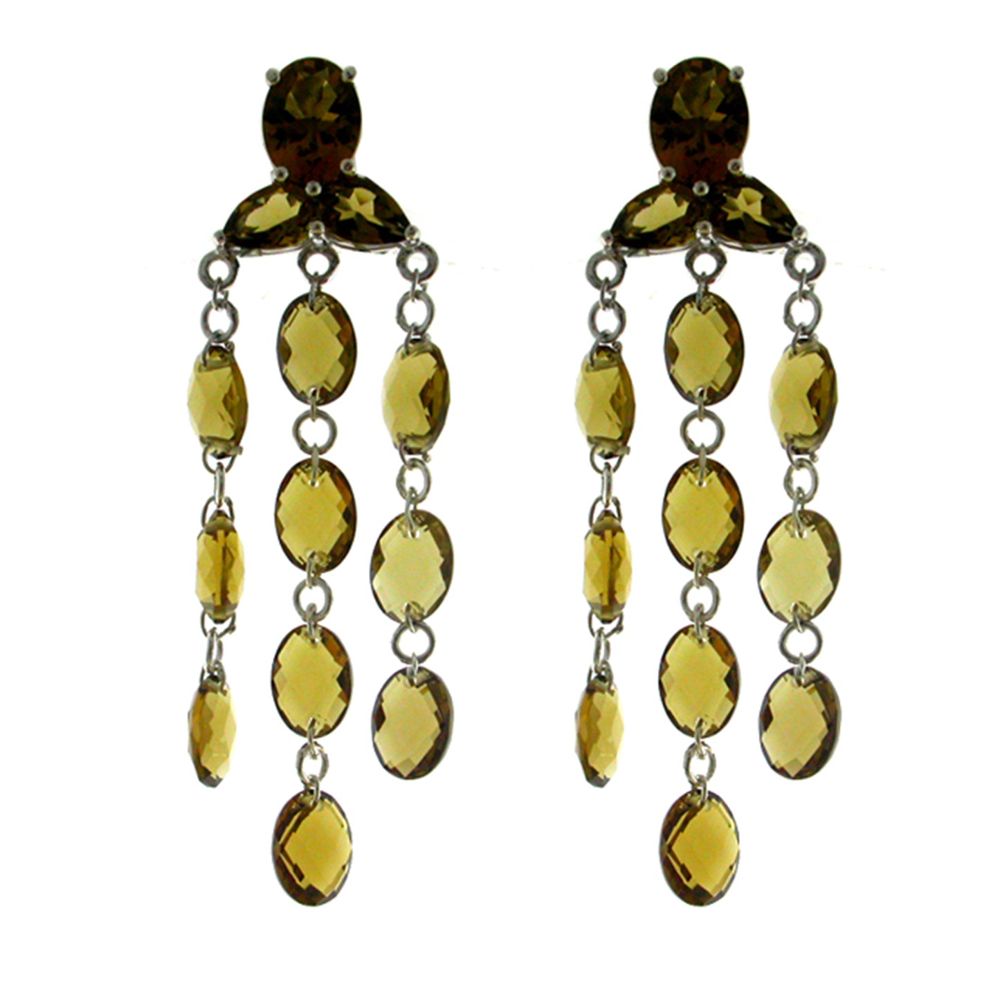 Pinctore Sterling Silver 18.60ctw Cognac Quartz Drop & Dangle Earring 2.00'L